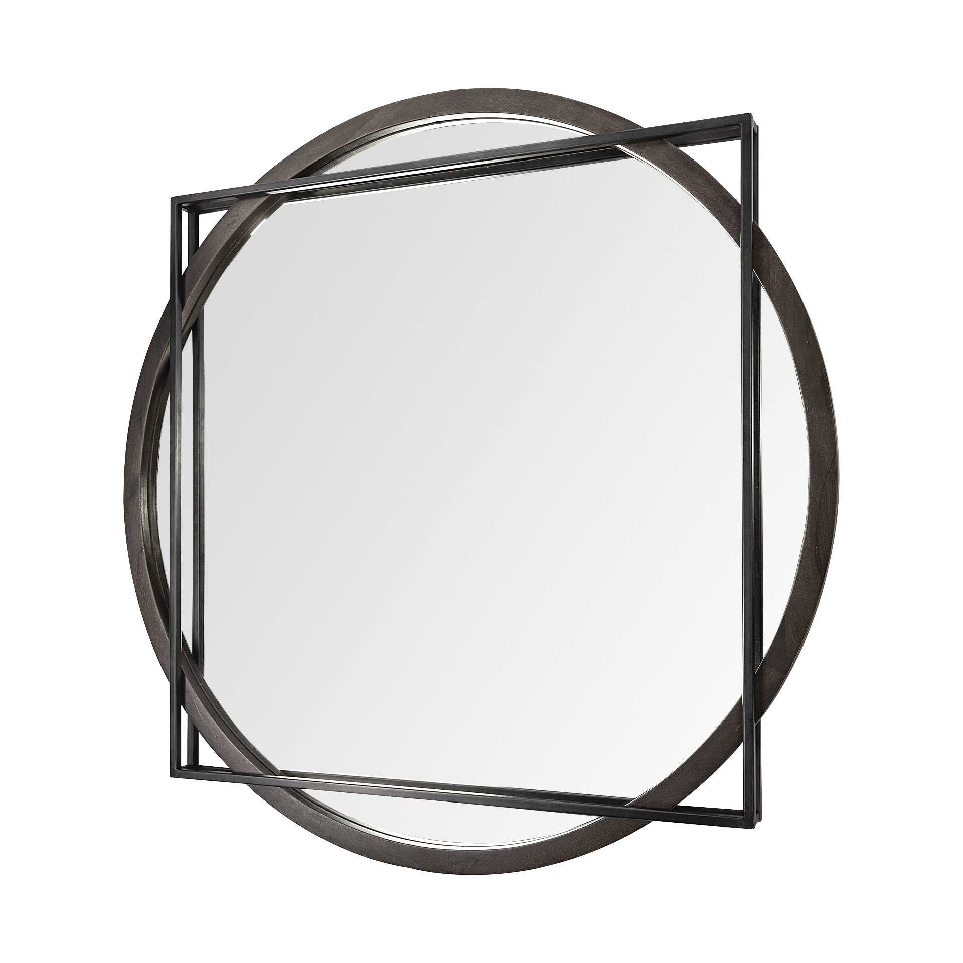 46" Black Abstract Metal Framed Accent Mirror
