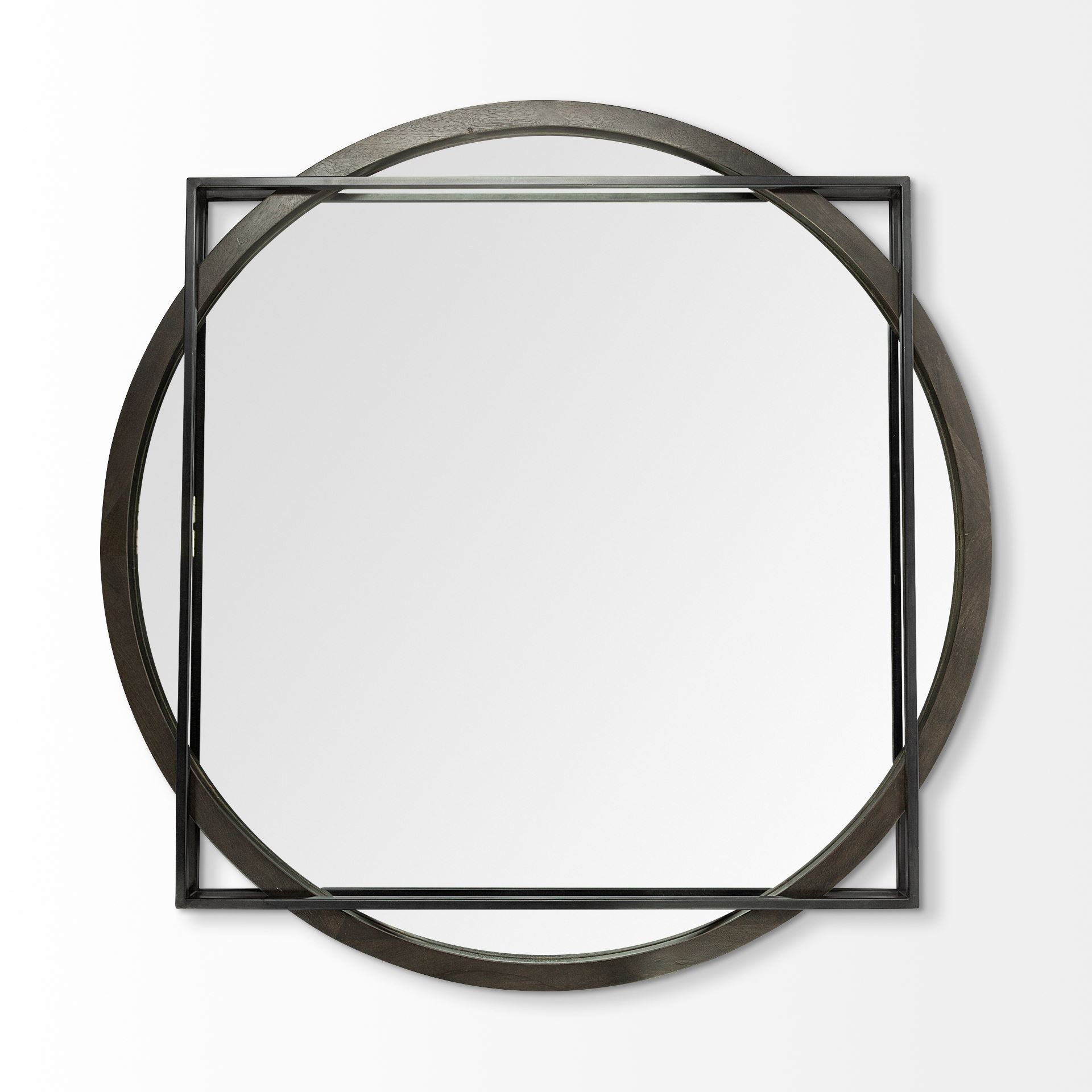 46" Black Abstract Metal Framed Accent Mirror