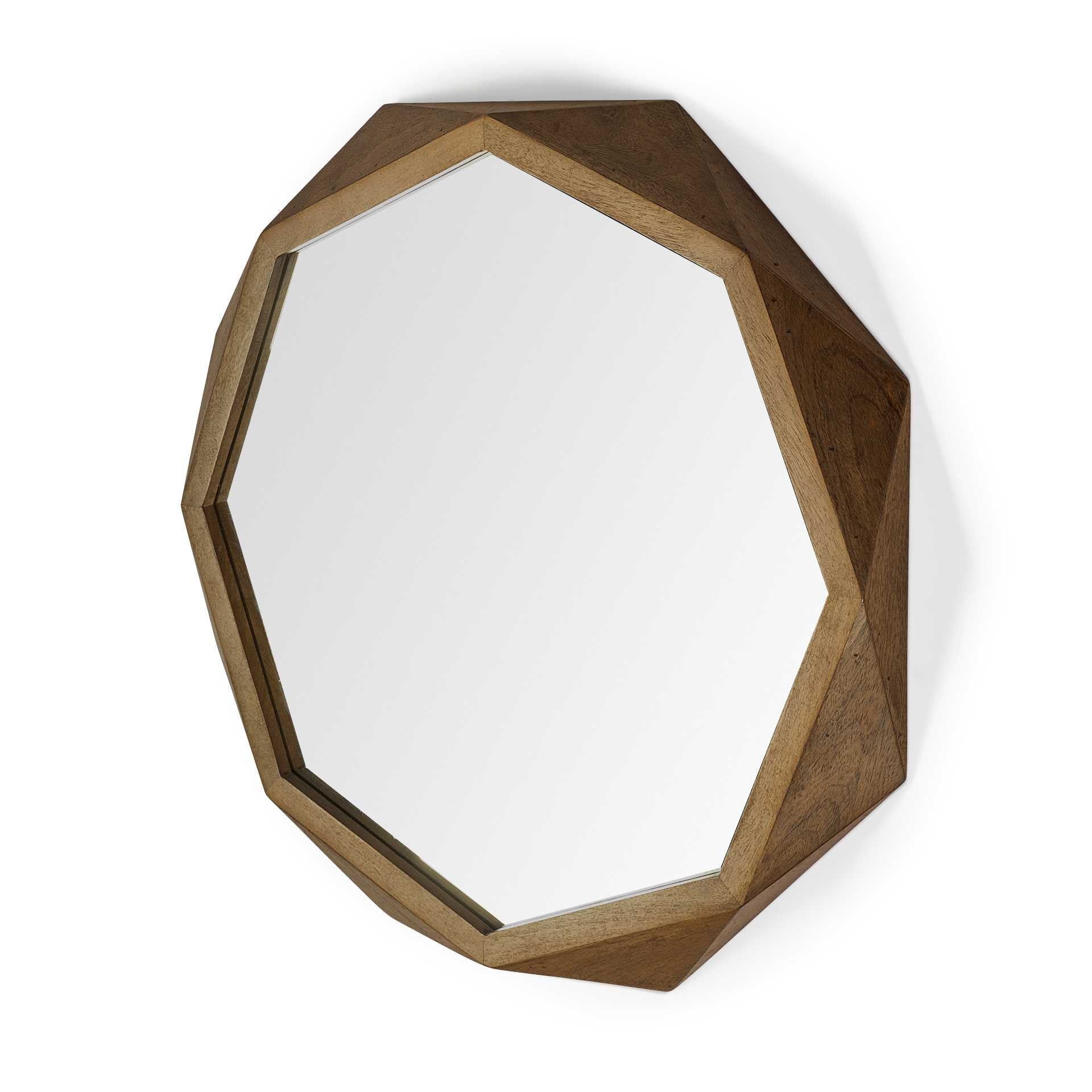 41" Brown Solid Wood Octagon Framed Accent Mirror