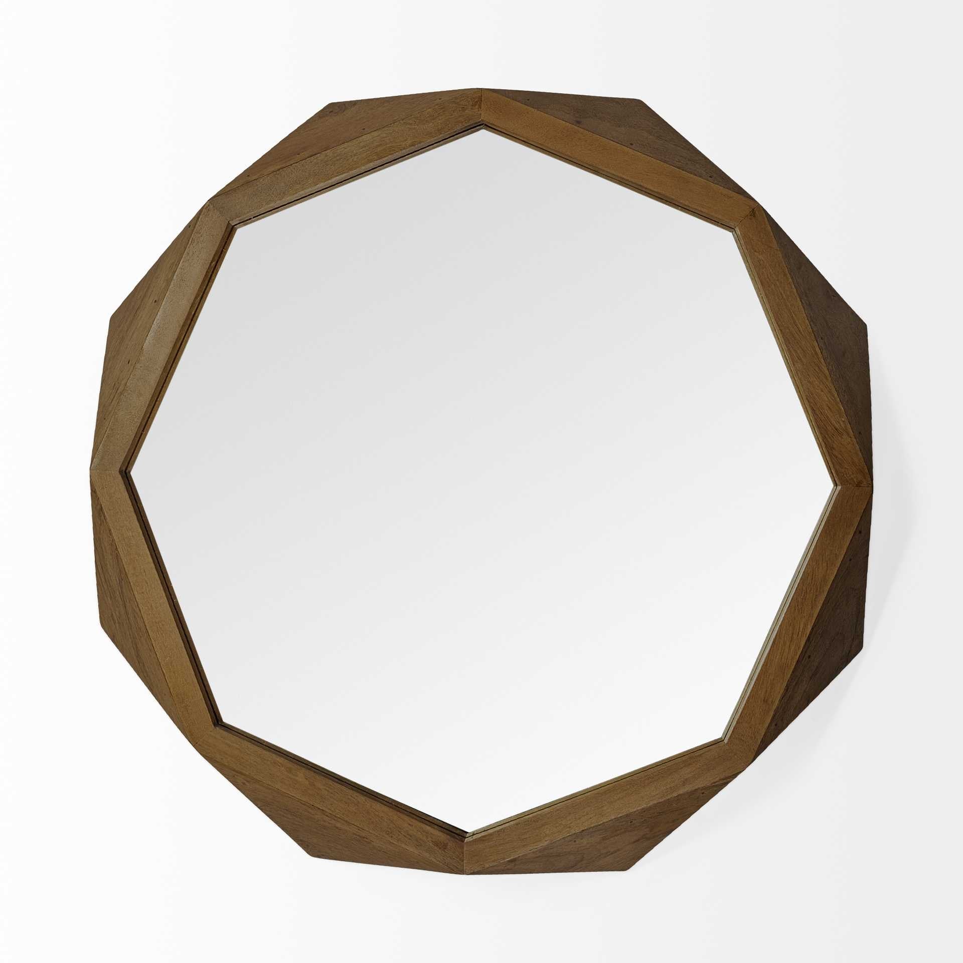 41" Brown Solid Wood Octagon Framed Accent Mirror
