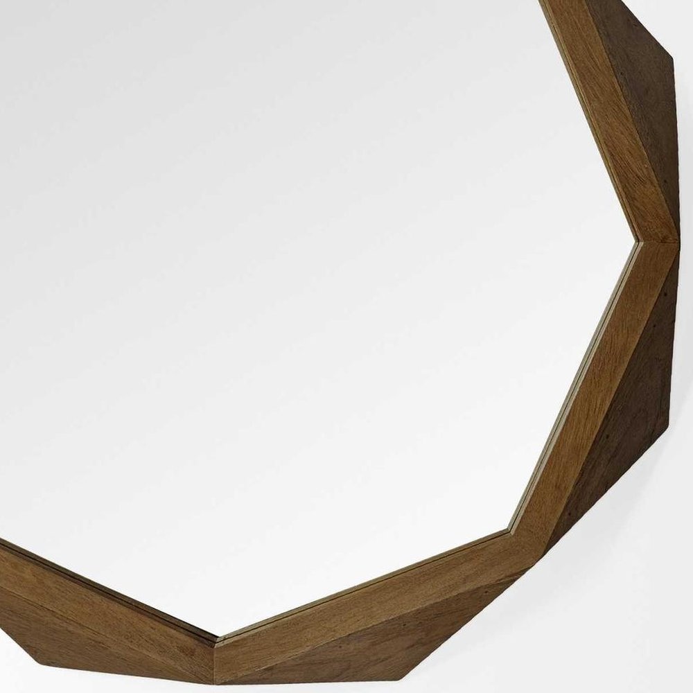 41" Brown Solid Wood Octagon Framed Accent Mirror
