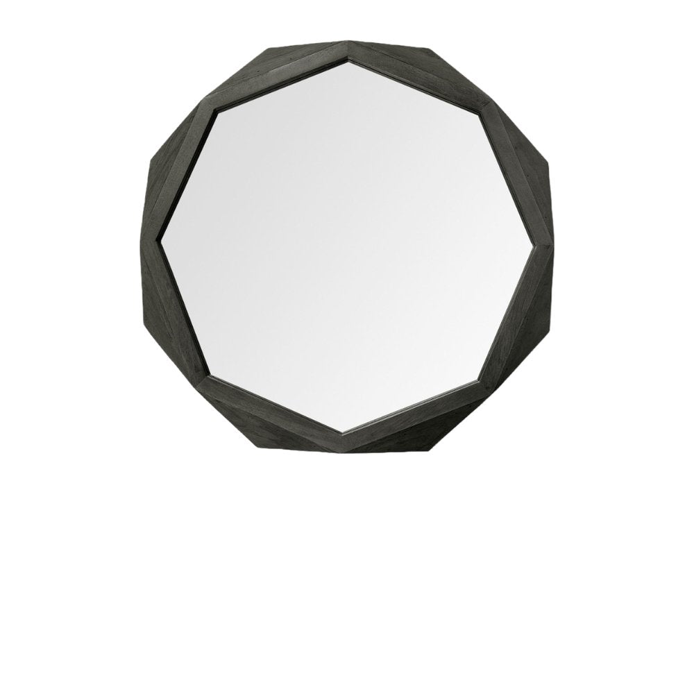 41" Black Solid Wood Octagon Framed Accent Mirror