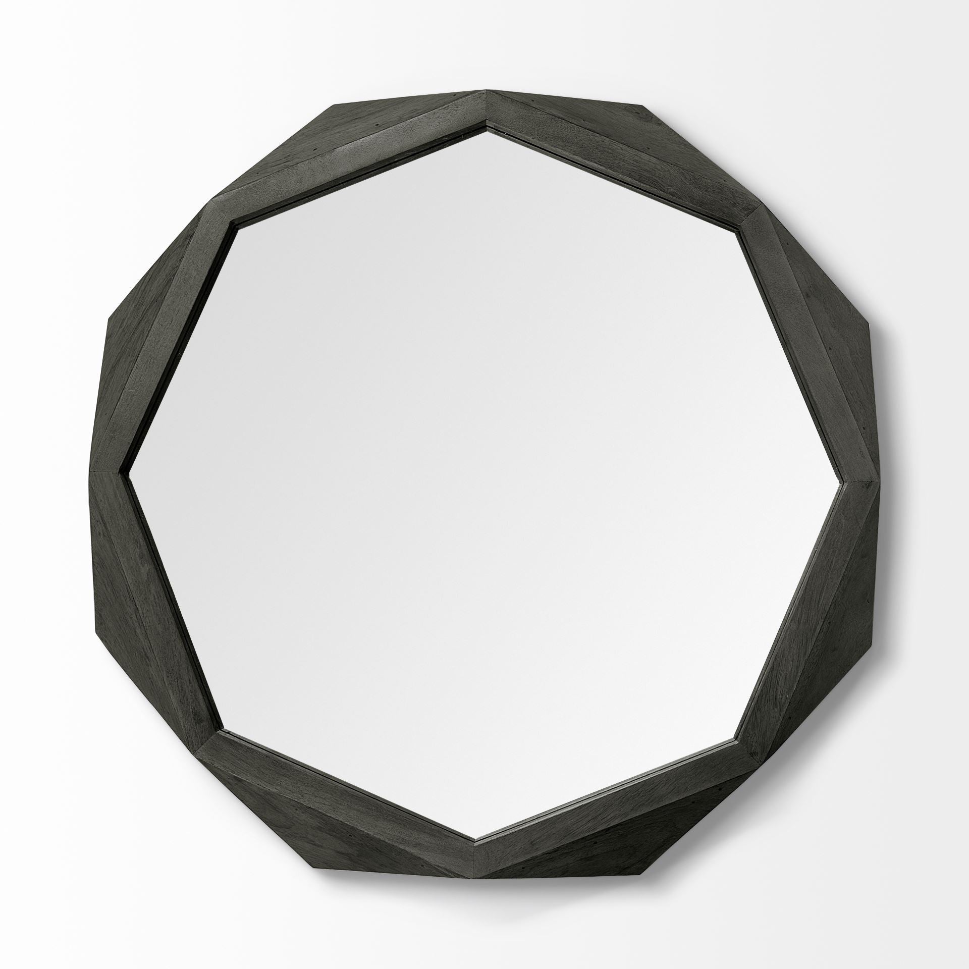 41" Black Solid Wood Octagon Framed Accent Mirror