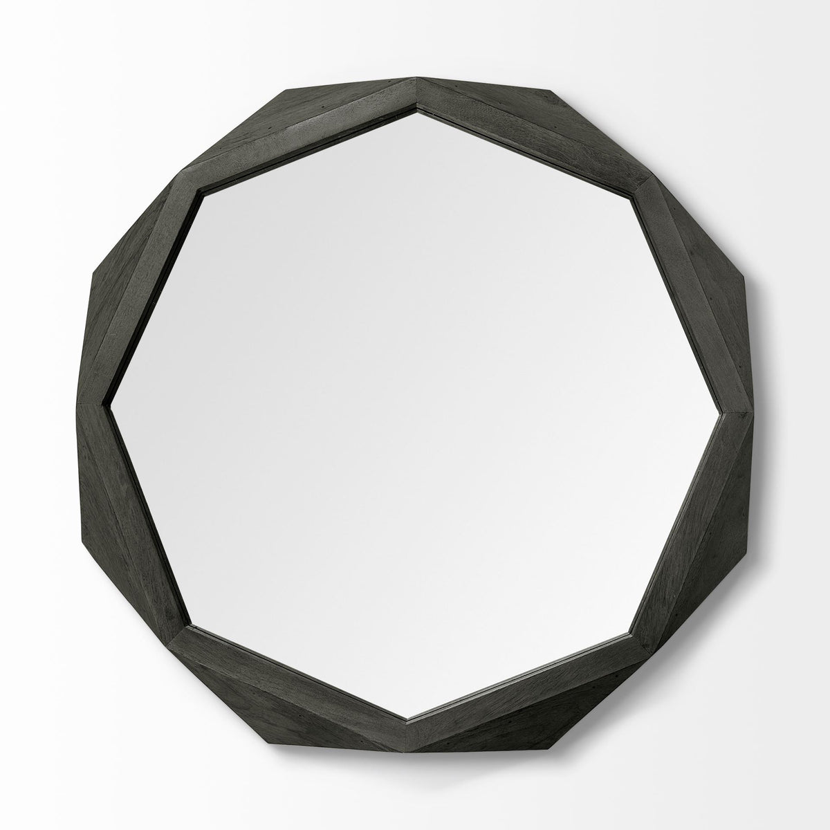 41" Black Solid Wood Octagon Framed Accent Mirror