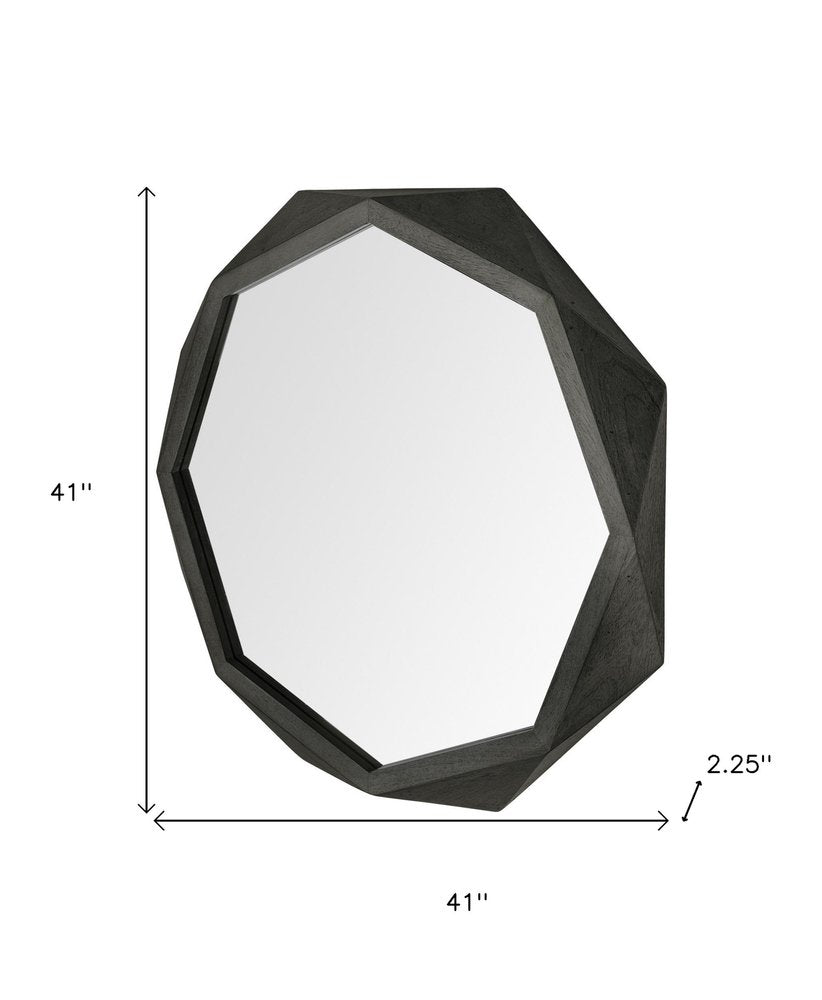 41" Octagon Black Wood Frame Wall Mirror