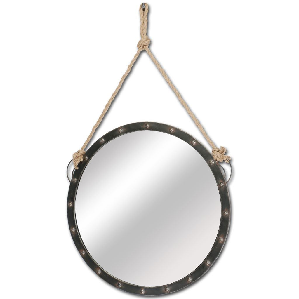 39" Black Metal Round Framed Accent Mirror