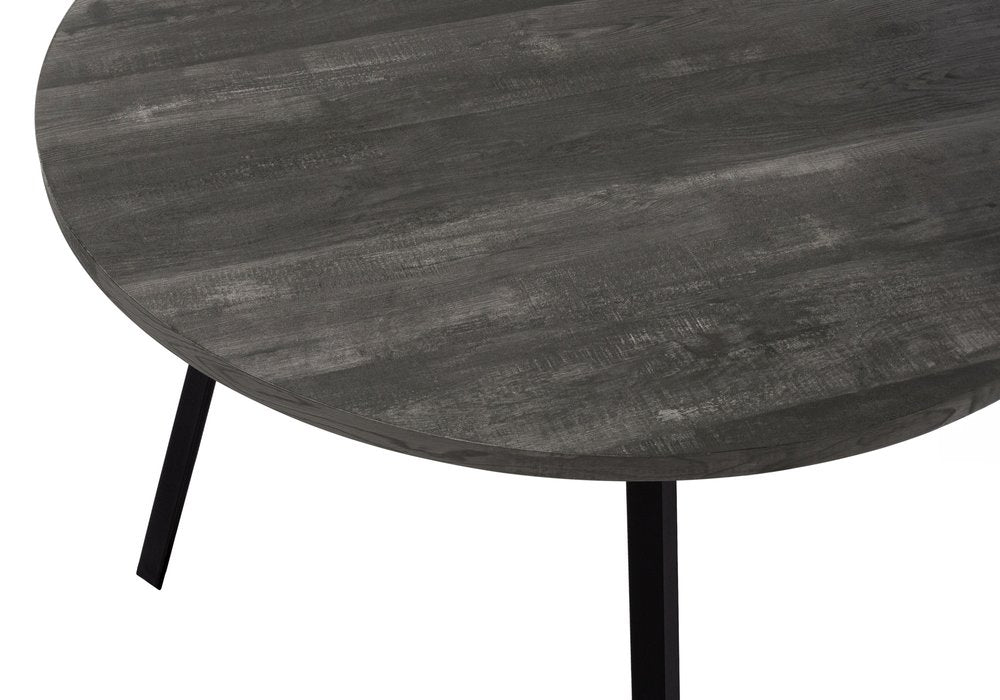 47" Gray And Black Rounded Metal Three Leg Base Dining Table