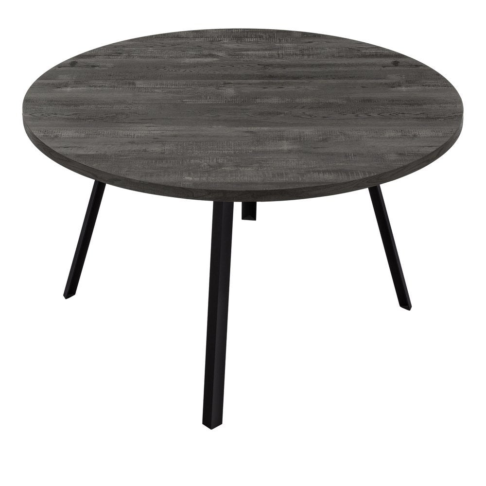 47" Gray And Black Rounded Metal Three Leg Base Dining Table