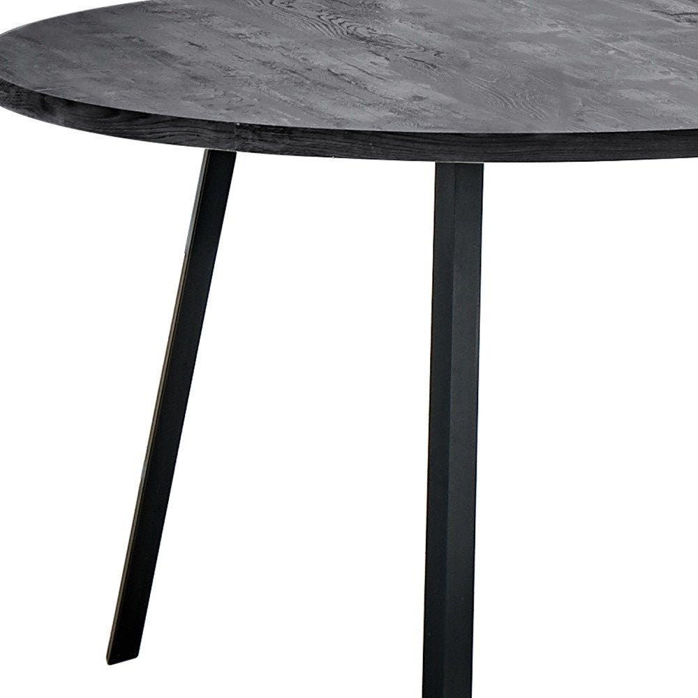 47" Gray And Black Rounded Metal Three Leg Base Dining Table