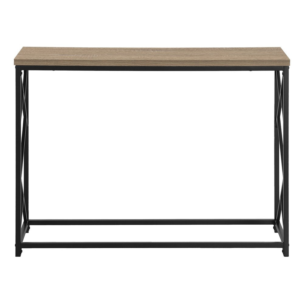 44" Taupe and Black Wood and Metal Frame Console Table