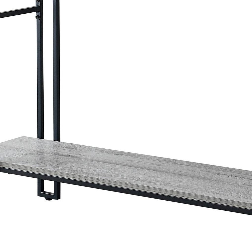 47" Gray and Black Frame Console Table With Shelves