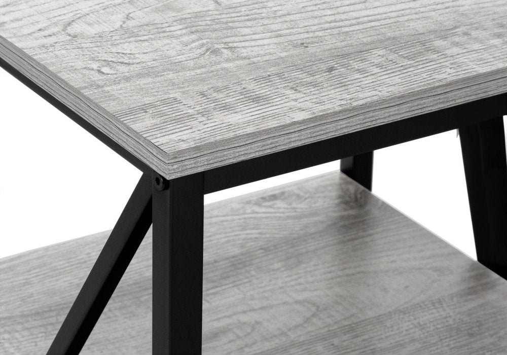 26" Rectangular Grey Black Metal Accent Table