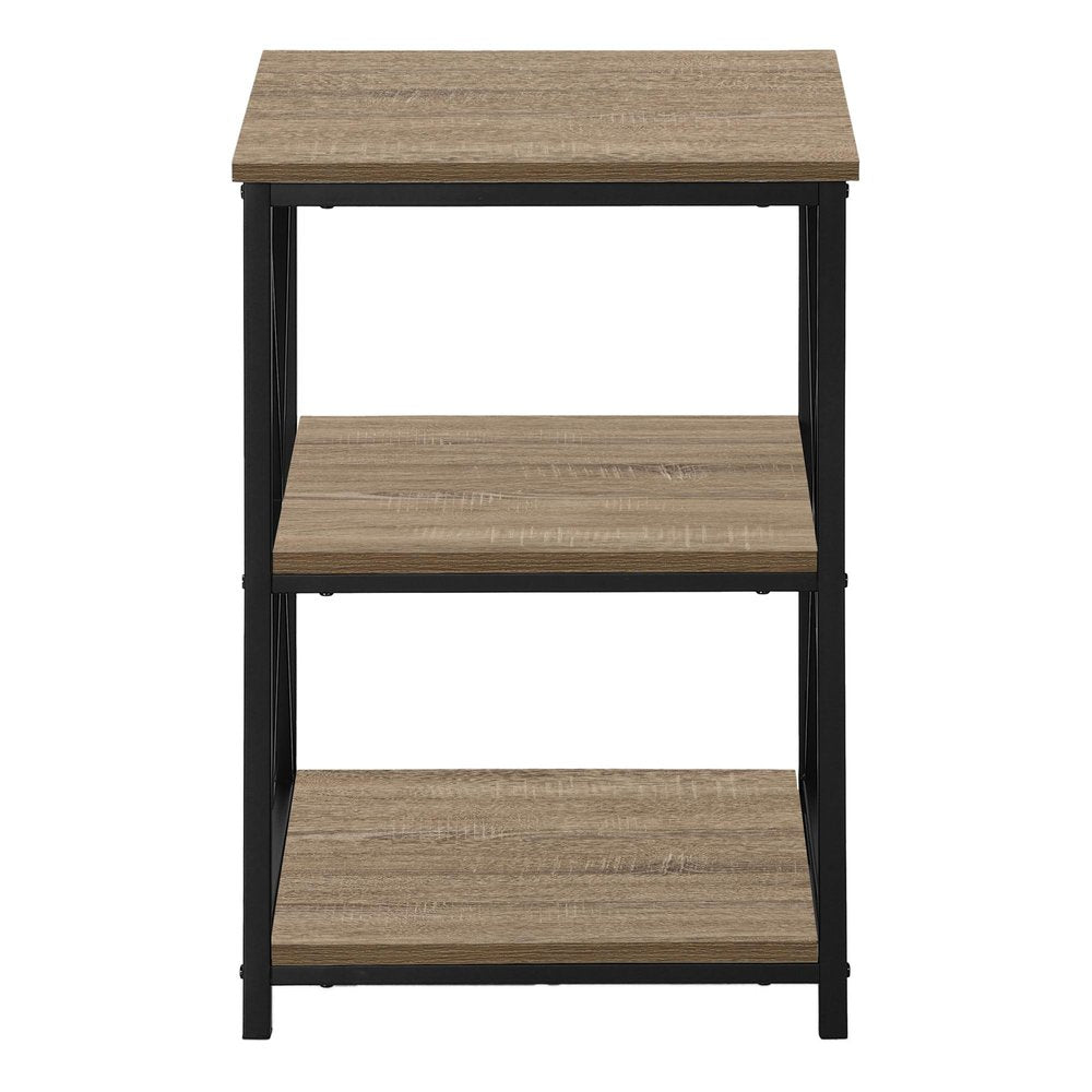 26" Rectangular Dark Taupe Black Metal Accent Table