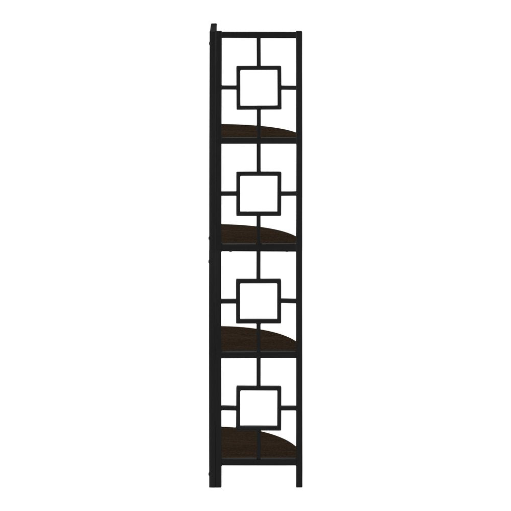 62" Espresso Metal Corner Bookcase