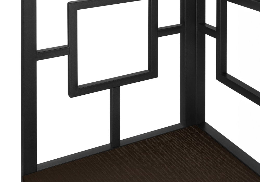 62" Espresso Metal Corner Bookcase