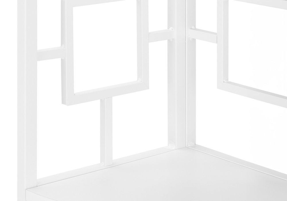 62" White Metal Corner Bookcase