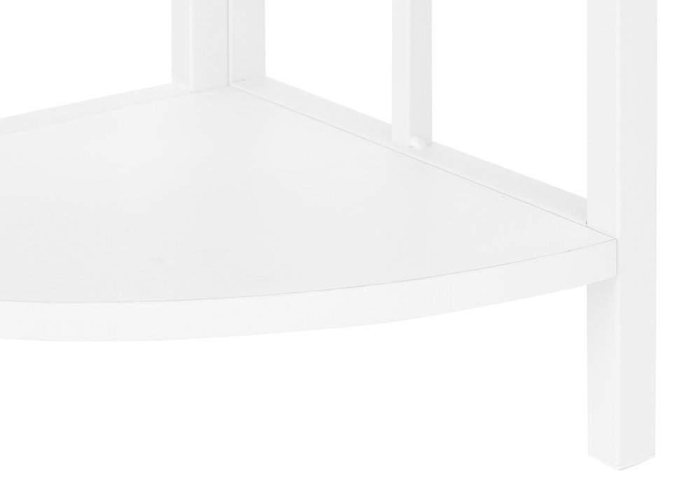 62" White Metal Corner Bookcase