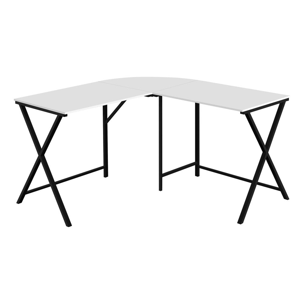 55" White and Black L Shape Computer Desk
