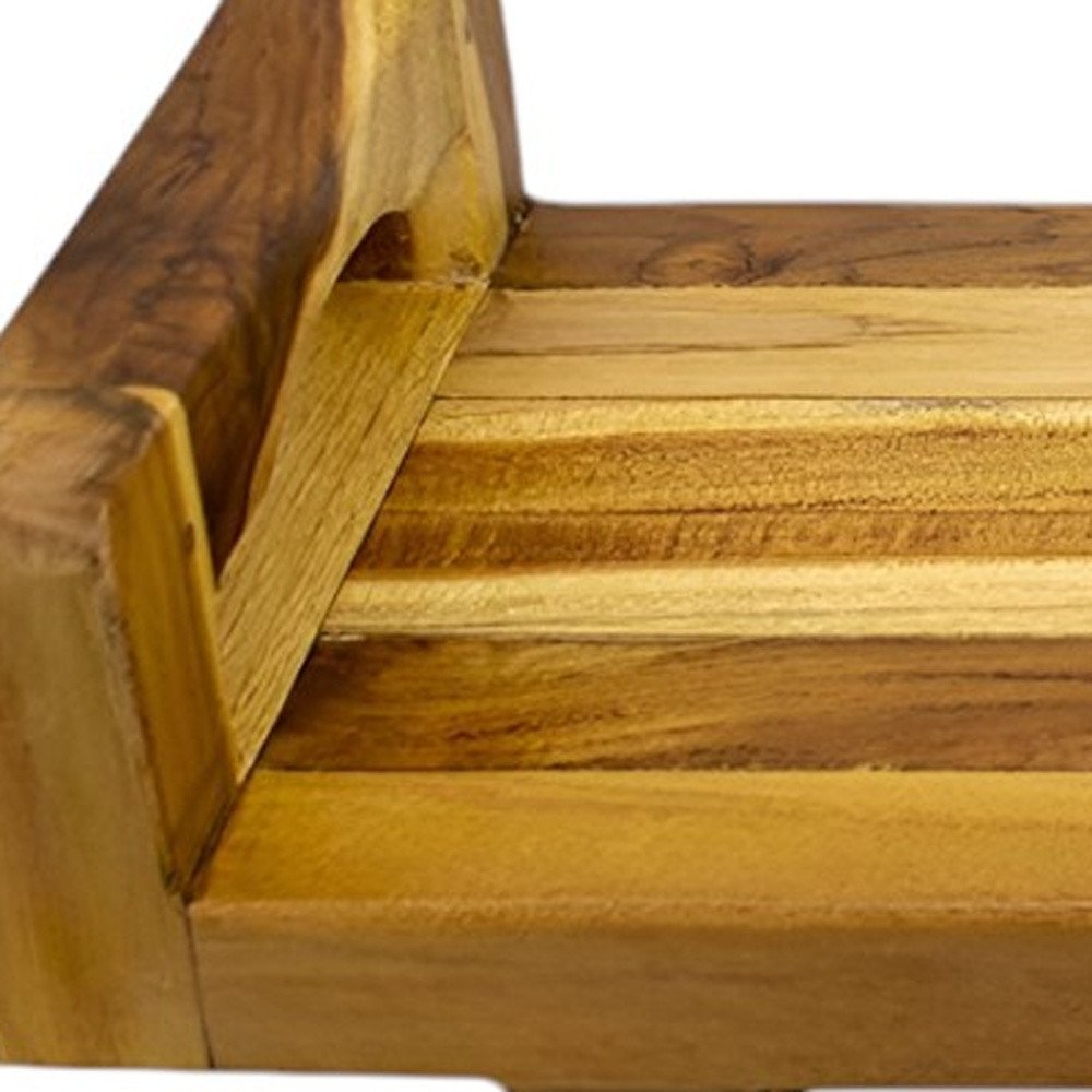 29" Natural Teak Bath Tray and Seat with Handles