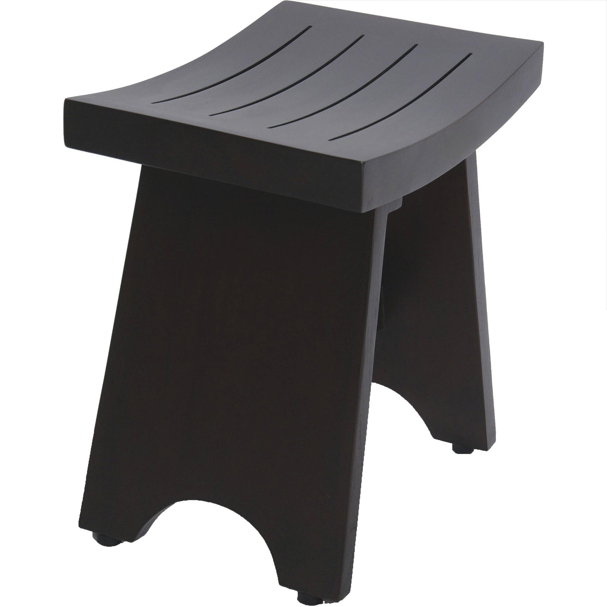 18" Dark Brown Teak Rectangular Shower Bench