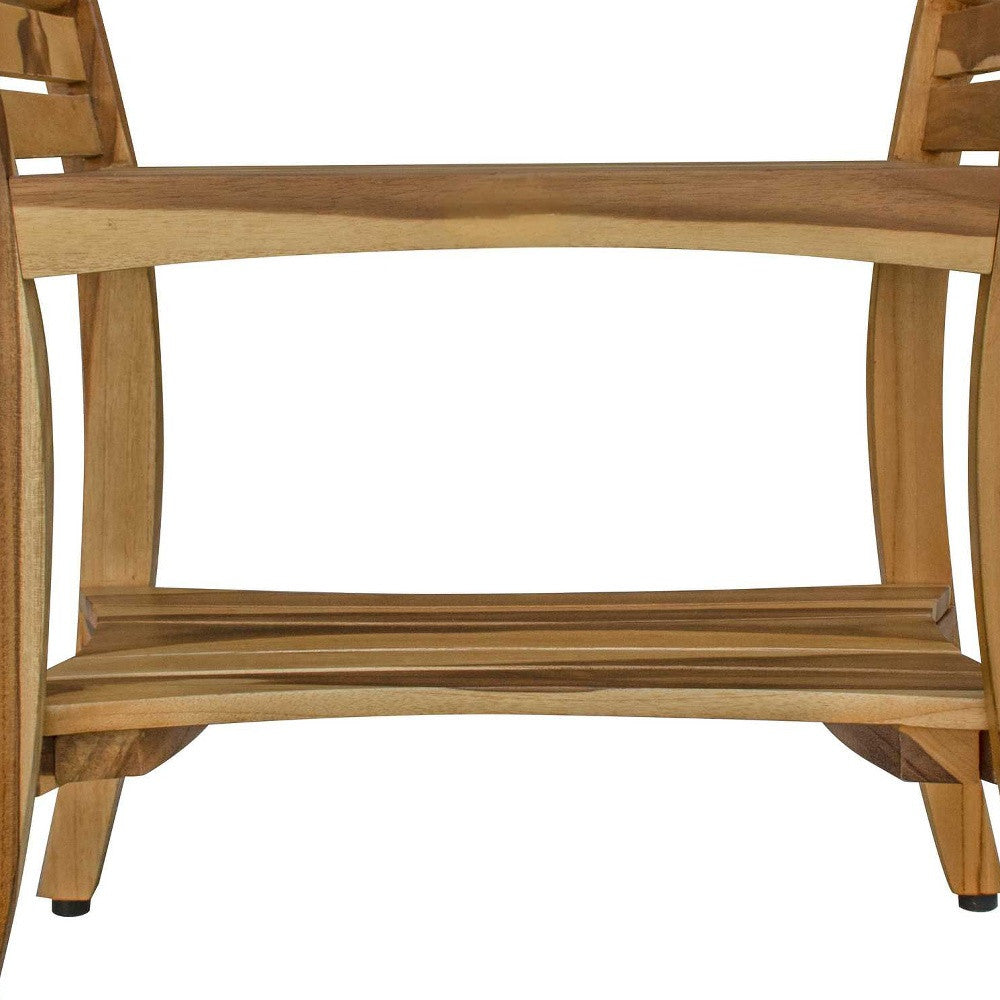 24" Natural Solid Teak Wood Shower Bench With Handles