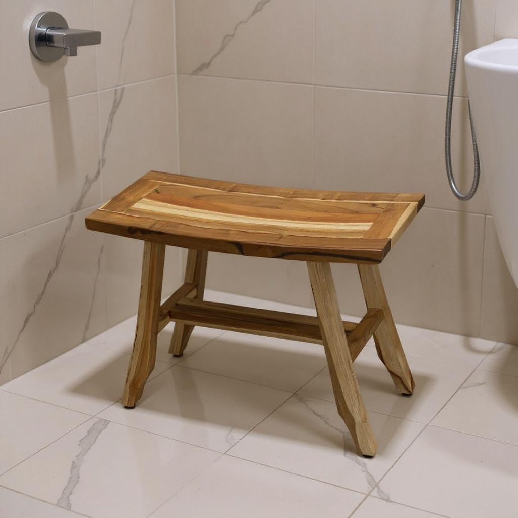 24" Brown Teak Rectangular Shower Bench