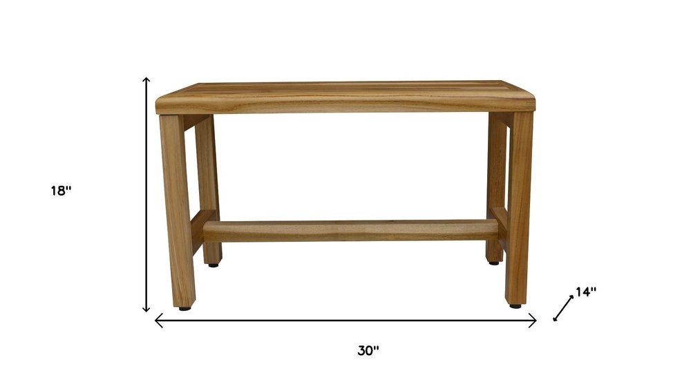 Compact Rectangular Teak Shower Outdoor Bench In Natural Finish