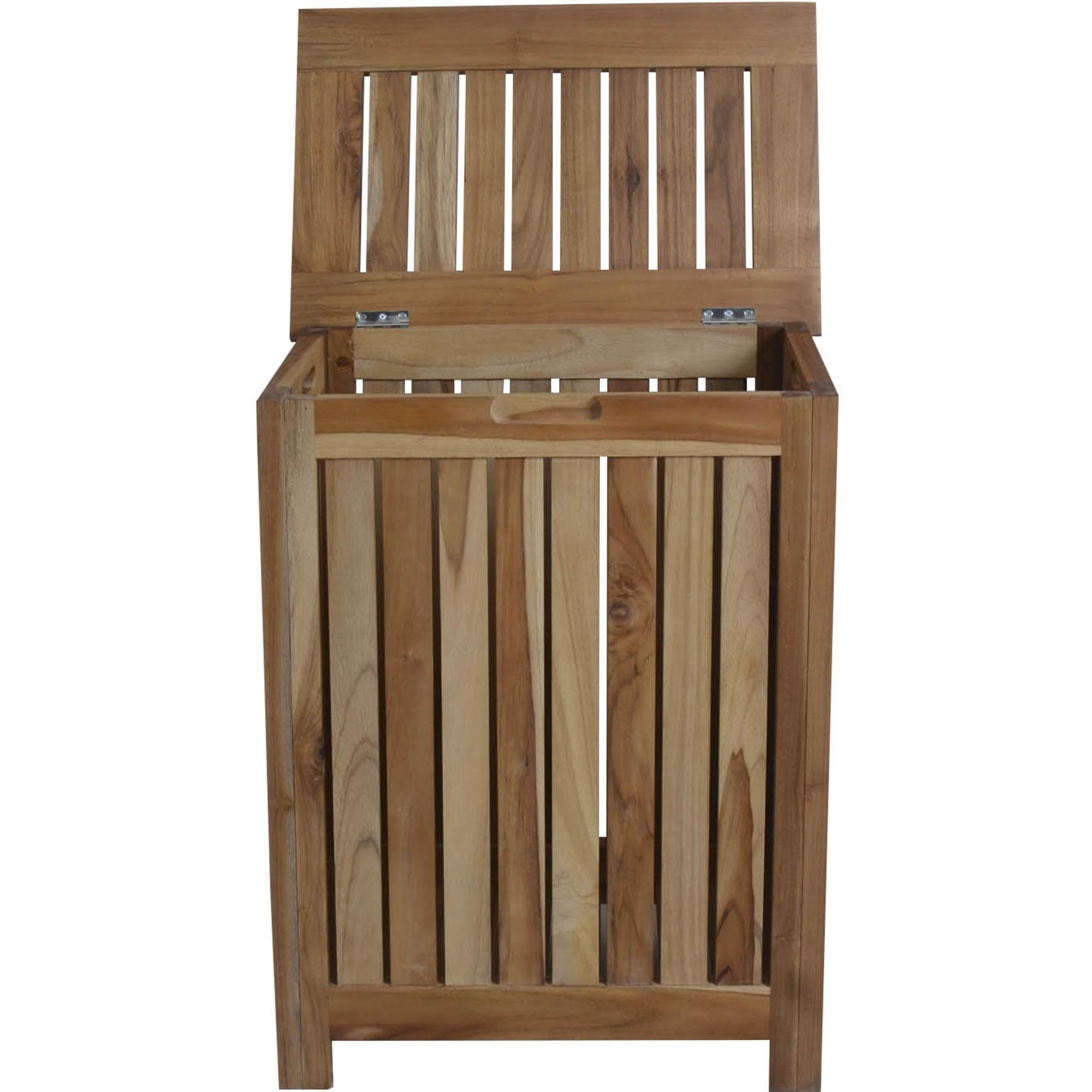 20" Natural Solid Wood Hamper Storage Box