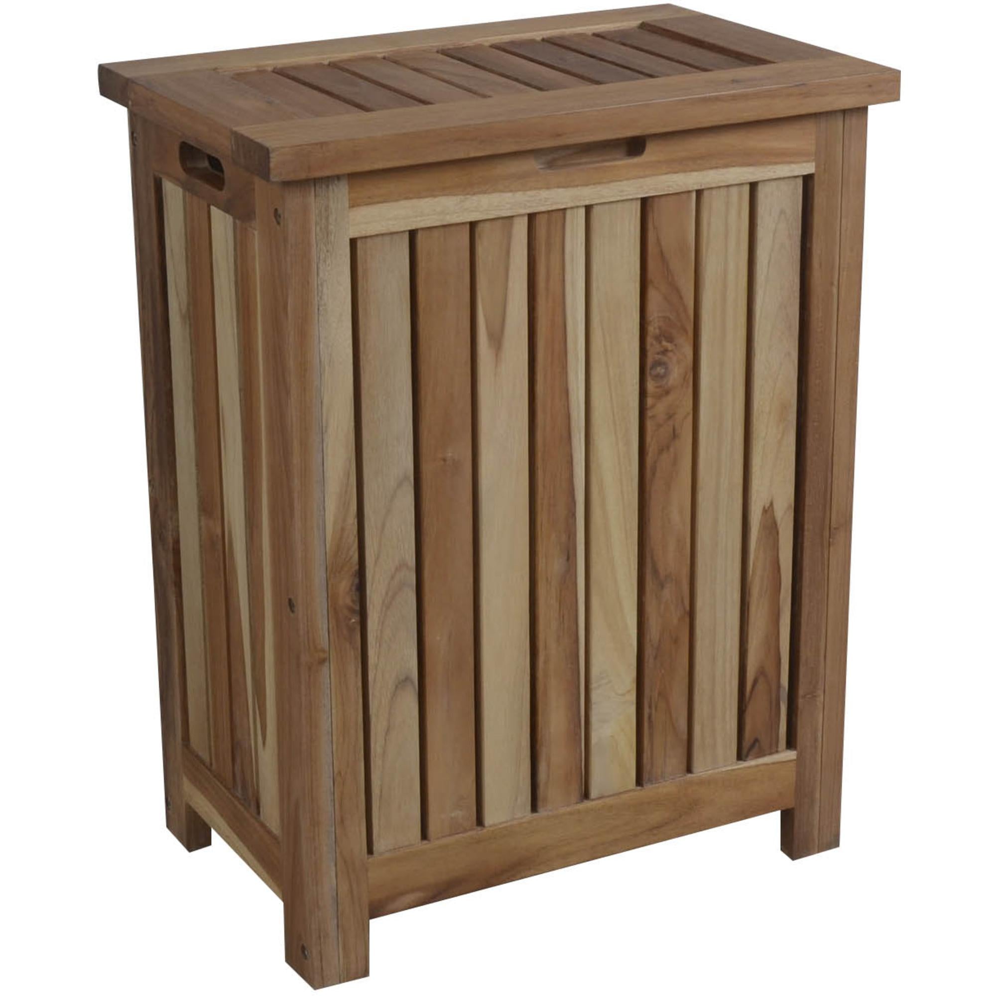 20" Natural Solid Wood Hamper Storage Box