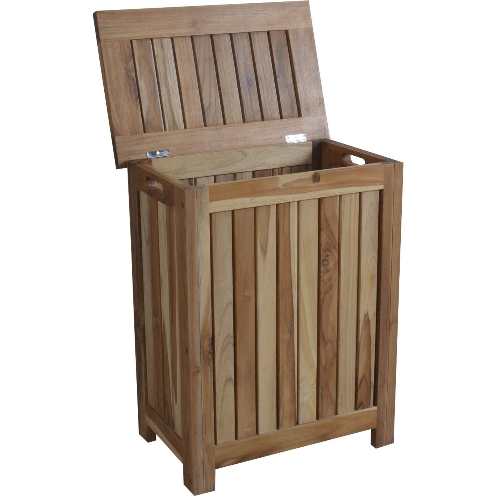 20" Natural Solid Wood Hamper Storage Box