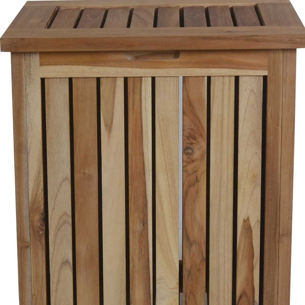 20" Natural Solid Wood Hamper Storage Box
