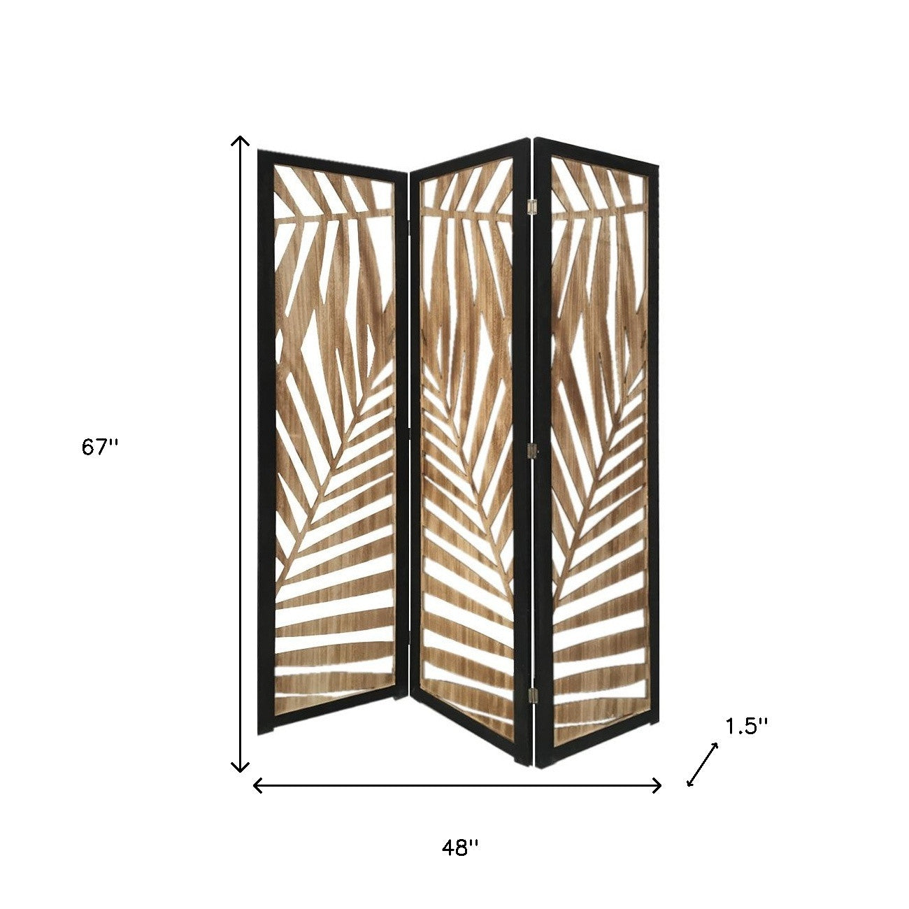 67" Brown Solid Wood Panel Screen Room Divider