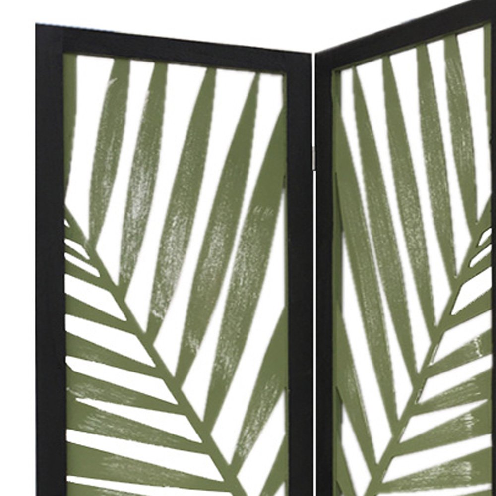 67" Green Solid Wood Panel Screen Room Divider