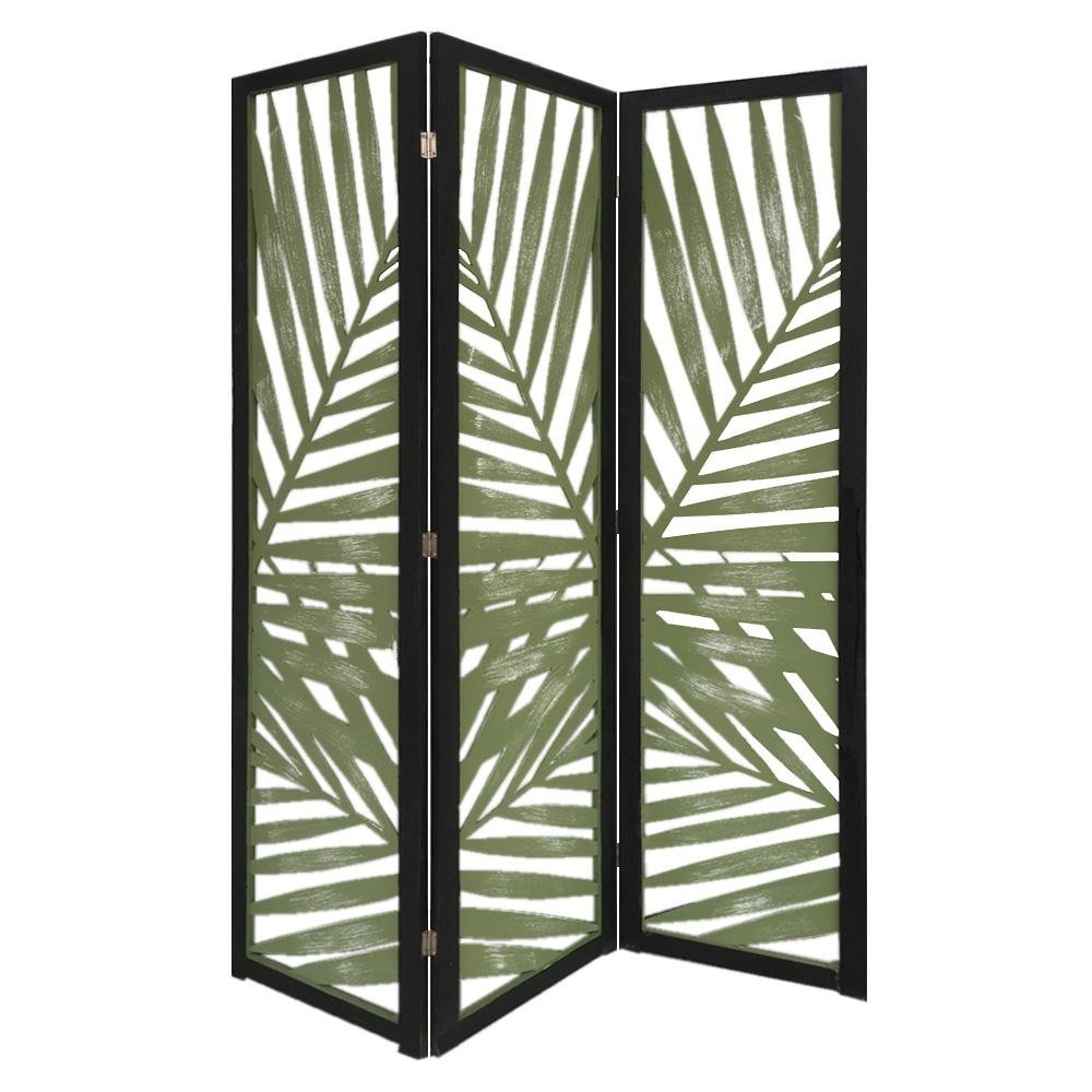 67" Green Solid Wood Panel Screen Room Divider