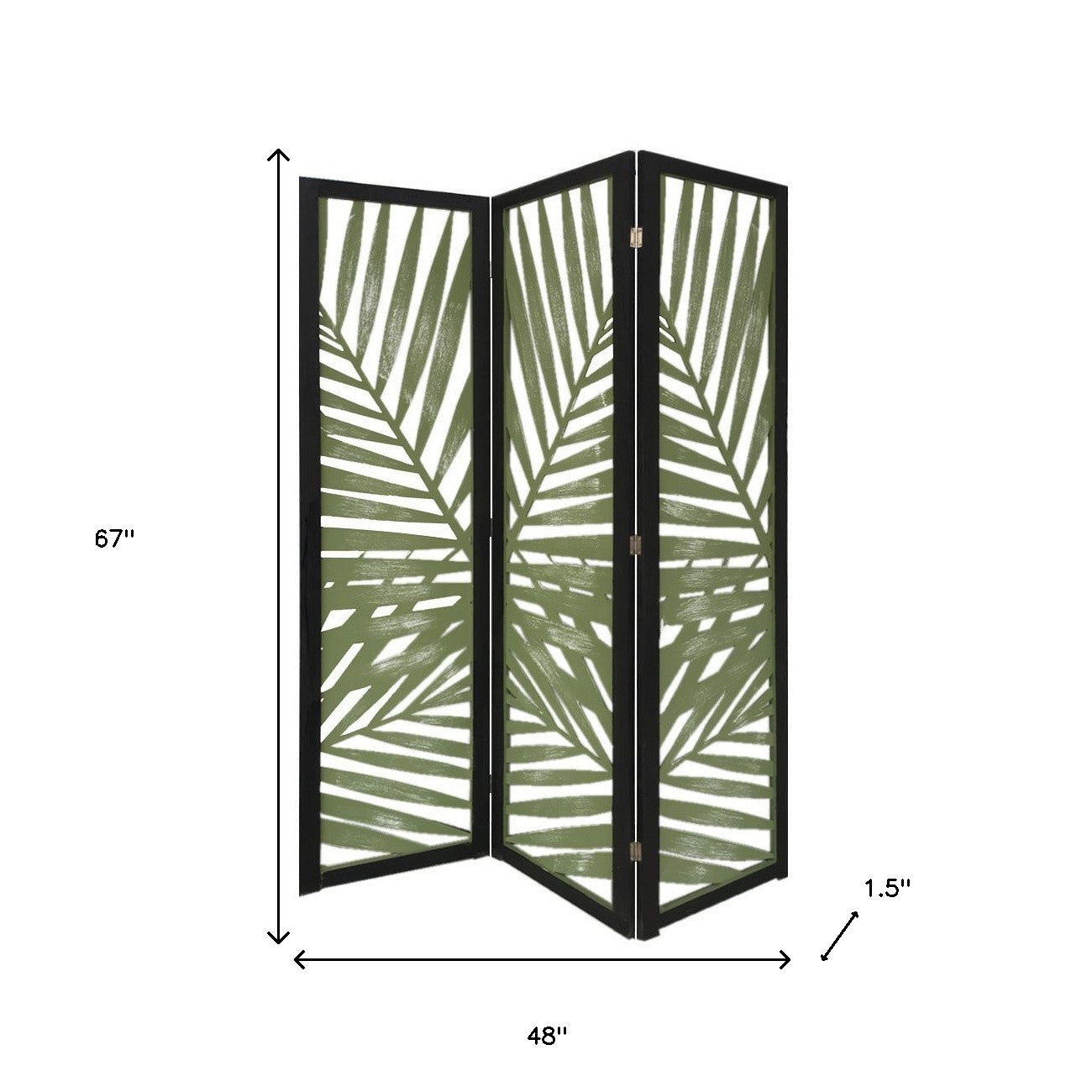 67" Green Solid Wood Panel Screen Room Divider