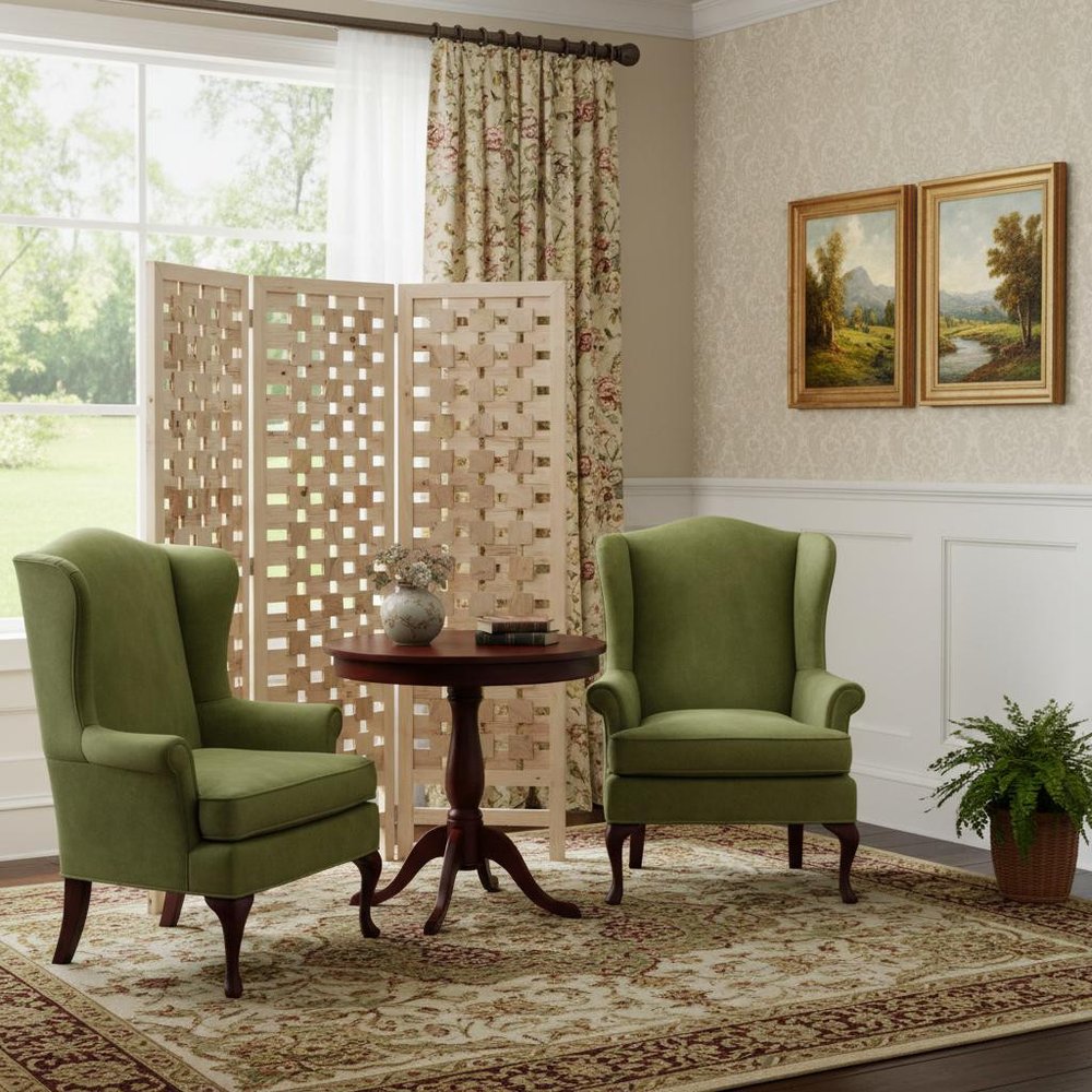 72" Pink Solid Wood Folding Three Panel Screen Room Divider