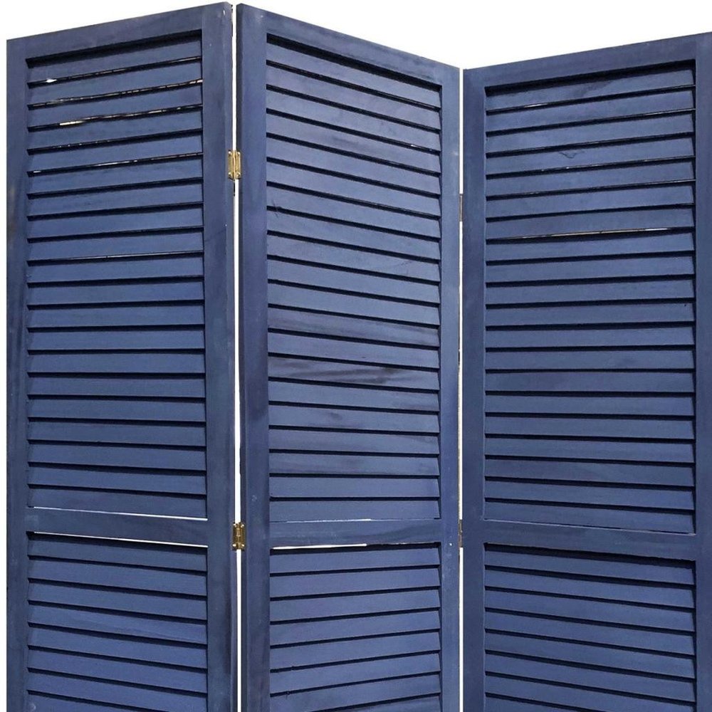 3 Panel Dark Blue Shutter Screen Room Divider