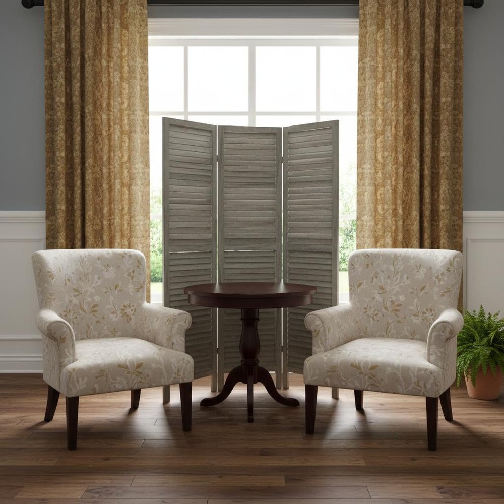 3 Panel Grey Shutter Screen Room Divider