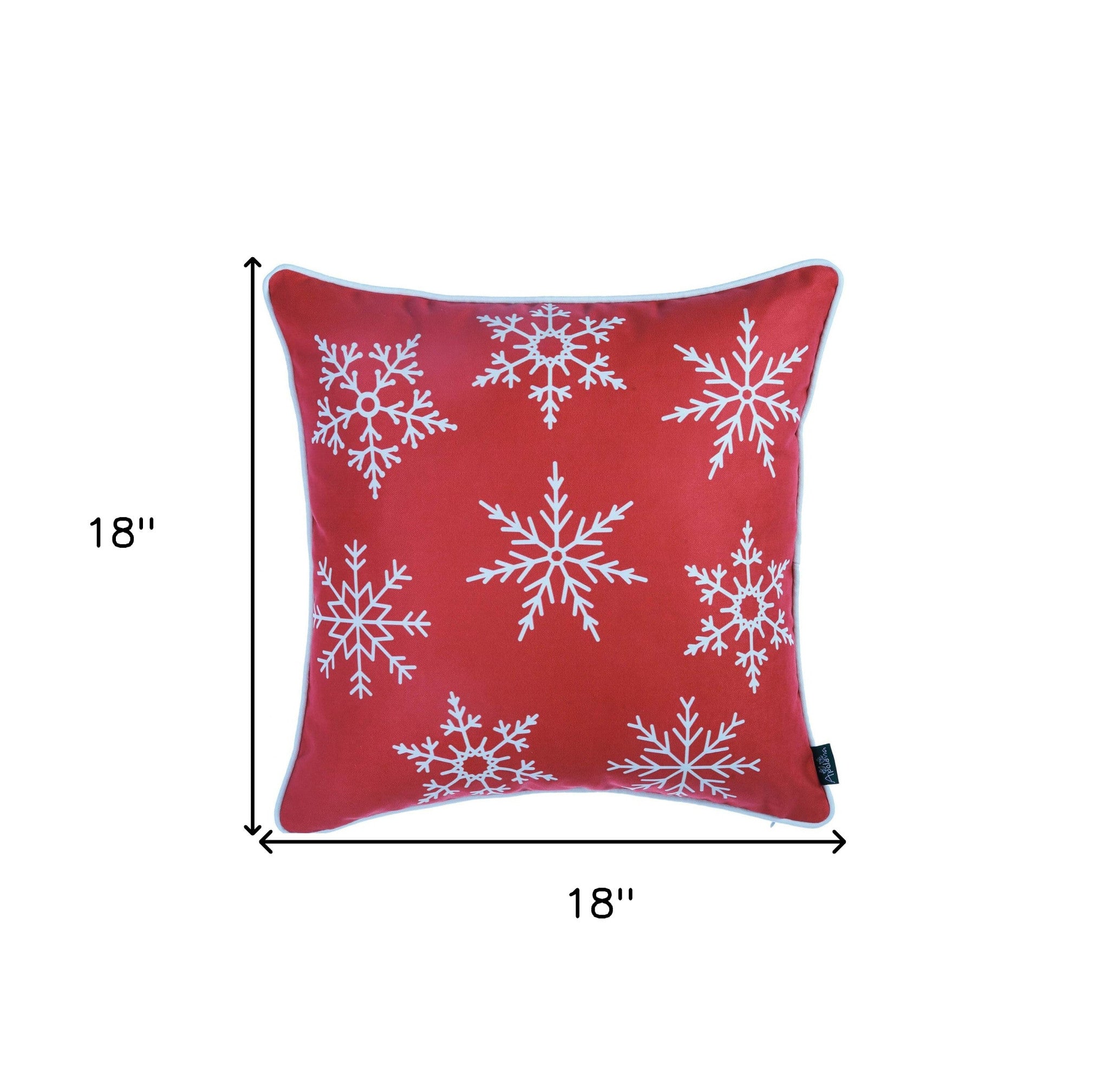 Set of Four 18" Red And White Merry Christmas Christmas Snowflakes Fabric Throw Pillow Covers