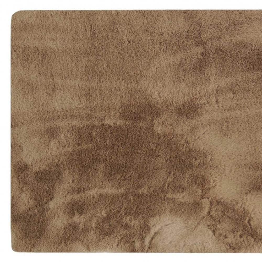 3' X 5' Taupe Shag Hand Knotted Area Rug