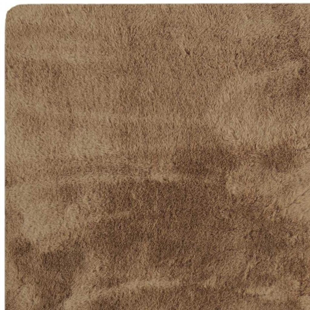 3' X 5' Taupe Shag Hand Knotted Area Rug
