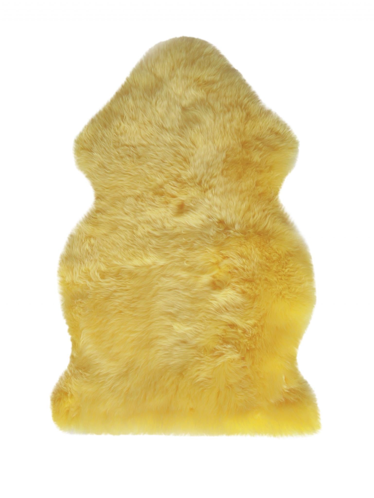 2' X 3' Yellow New Zealand Lambs Wool Handmade Area Rug