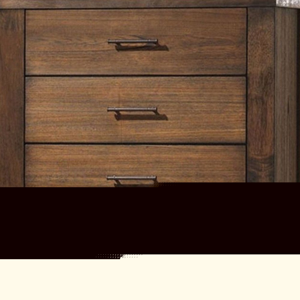 34" Brown Solid Wood Five Drawer Dresser