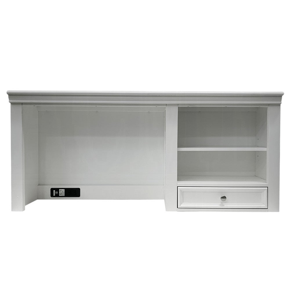 White Wood Computer Hutch With Shelf And Drawer