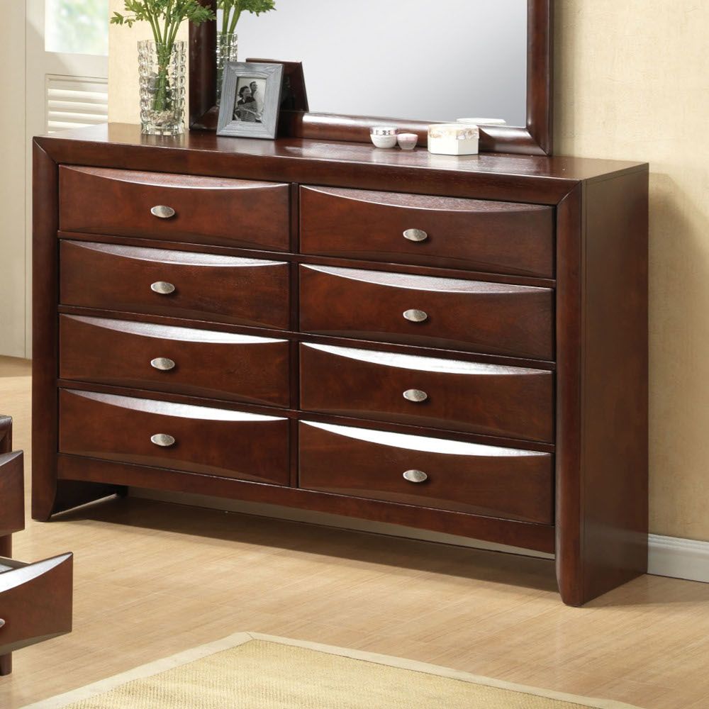 59" Espresso Solid Wood Eight Drawer Double Dresser
