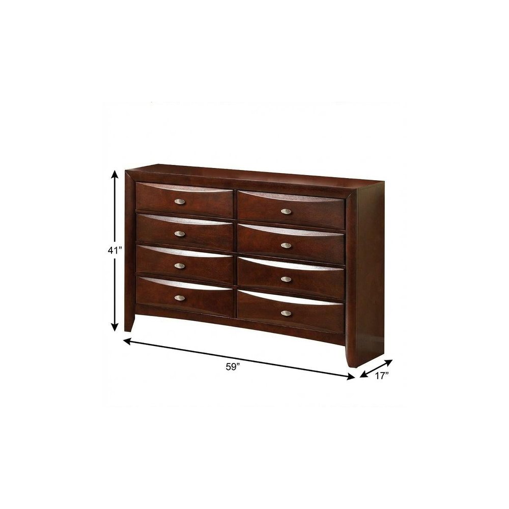 41" Espresso Wood Finish Dresser With 8 Drawers