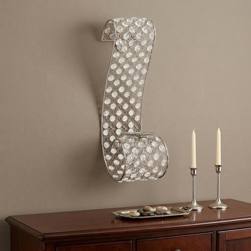Gold And Faux Crystal Swirling Wall Sconce