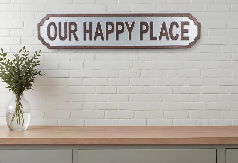 Gray Metal Text Wall Decor