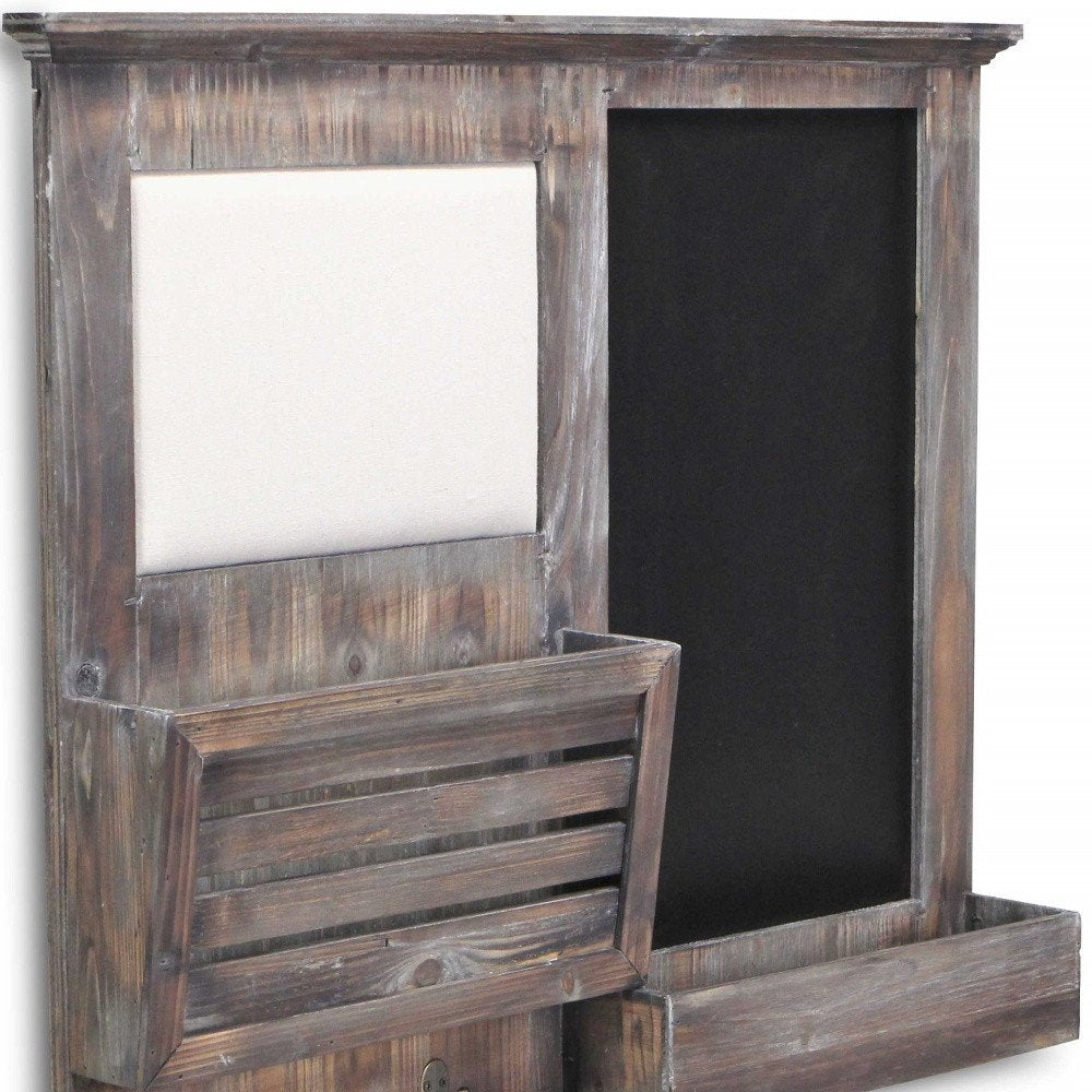 30" Brown Solid Wood Paper Organizer