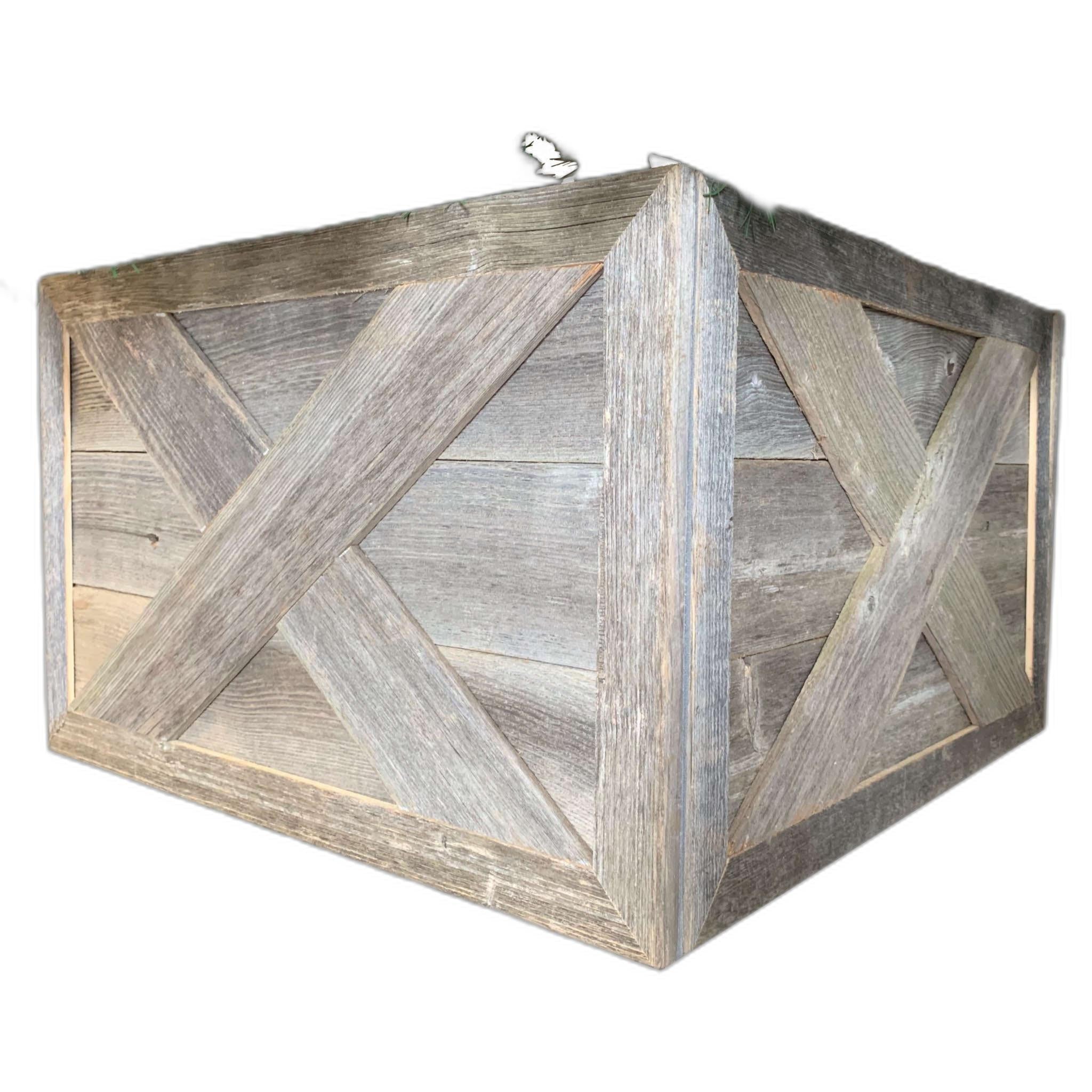 23" Gray Distressed Wood Christmas Tree Collar